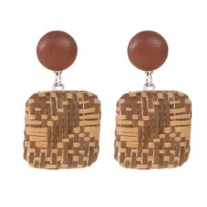 *FARIDA* Brown x Tan Woven Fashion Earrings